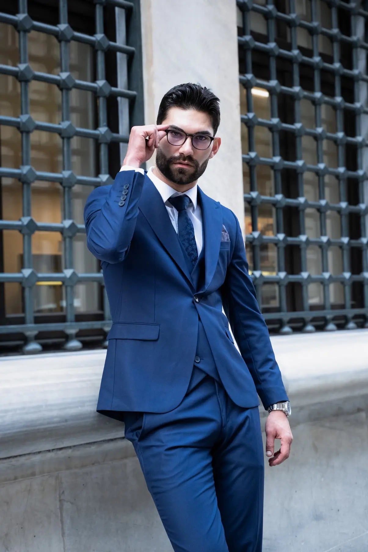 Aegean Blue Slim Fit Men's Three Piece Suit - Novo Suit