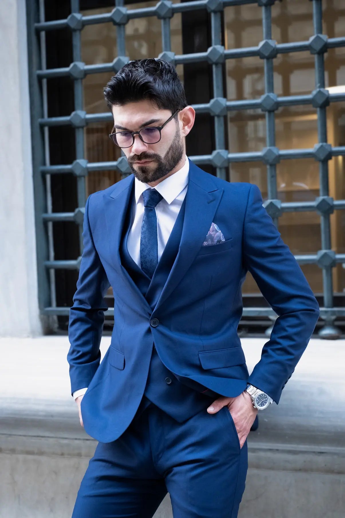 Aegean Blue Slim Fit Men's Three Piece Suit - Novo Suit
