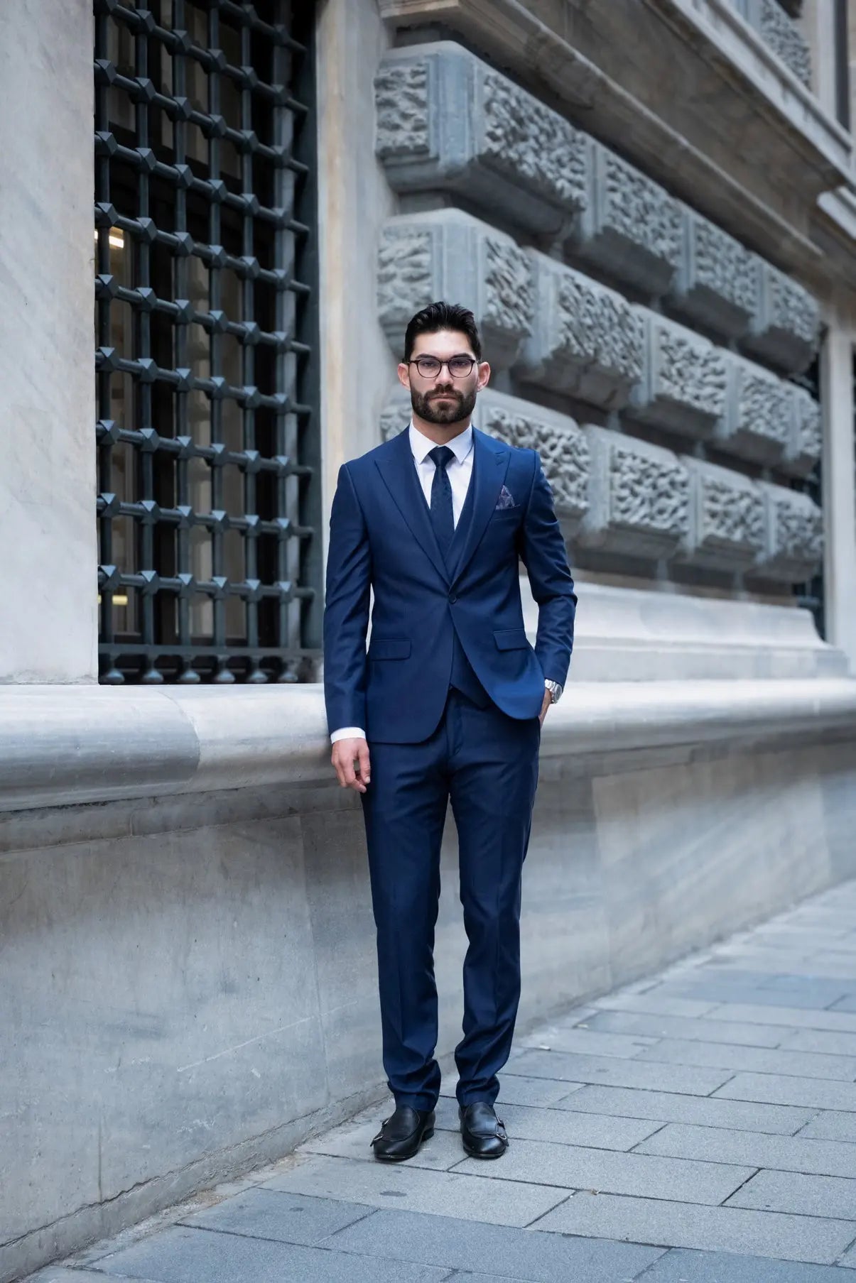 Aegean Blue Slim Fit Men's Three Piece Suit - Novo Suit