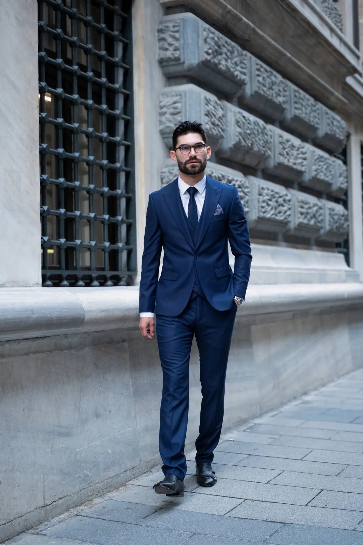 Aegean Blue Slim Fit Men's Three Piece Suit - Novo Suit