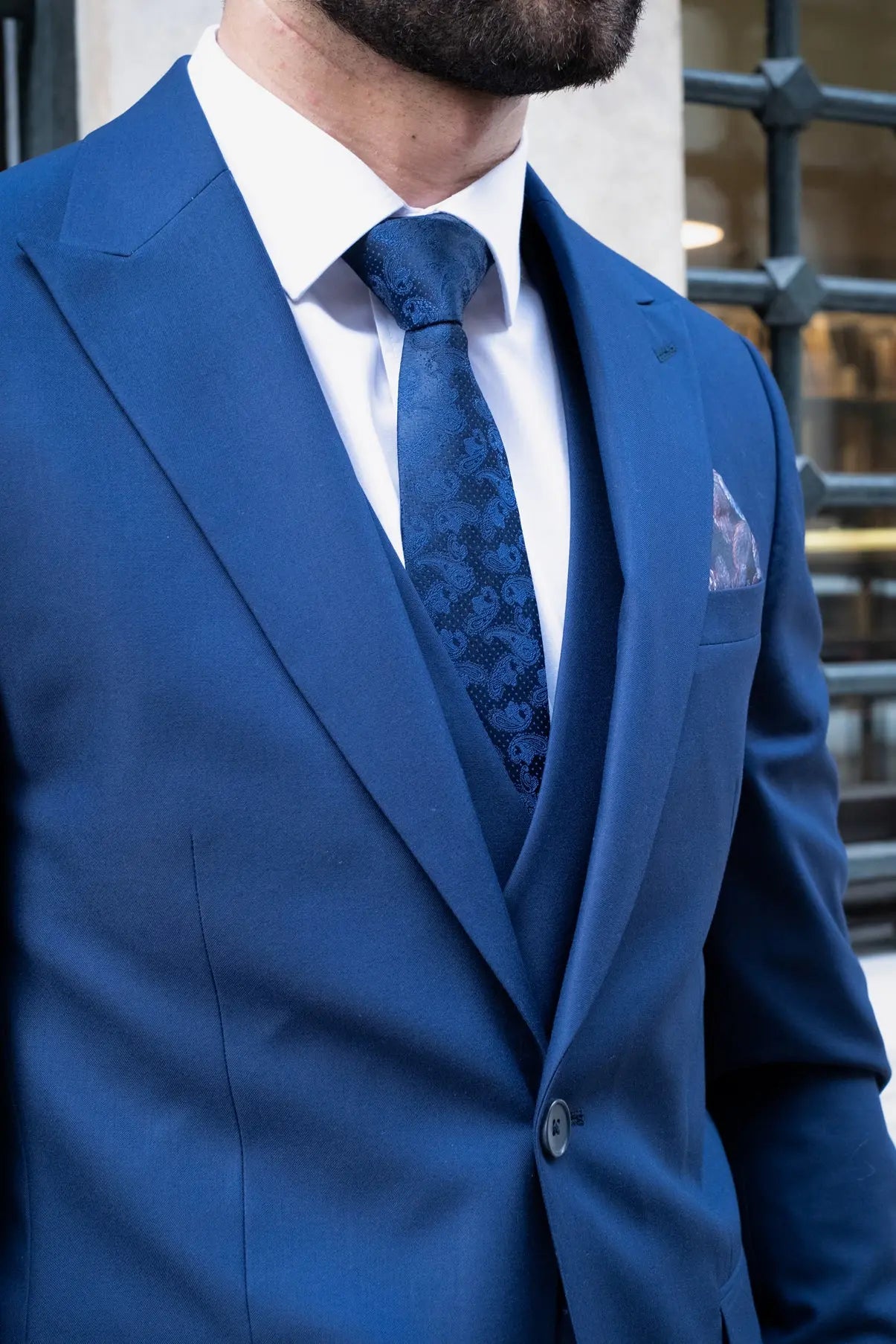 Aegean Blue Slim Fit Men's Three Piece Suit - Novo Suit