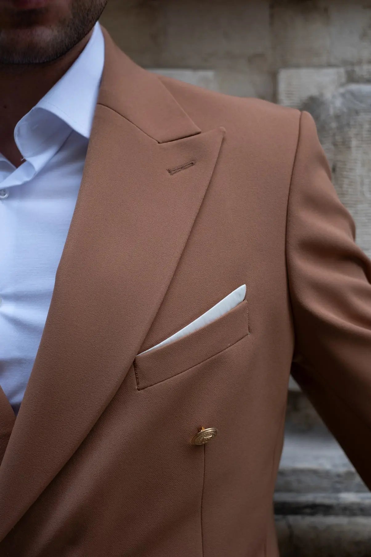 Golden Sands Slim Fit Brown Double Breasted Men's Suit - Novo Suit