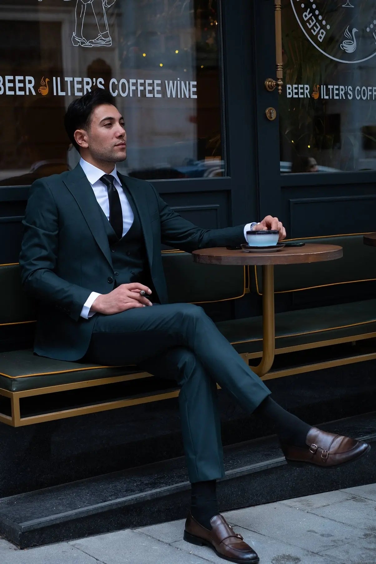 Olive Grove Slim Fit Green Men's Three Piece Suit - Novo Suit
