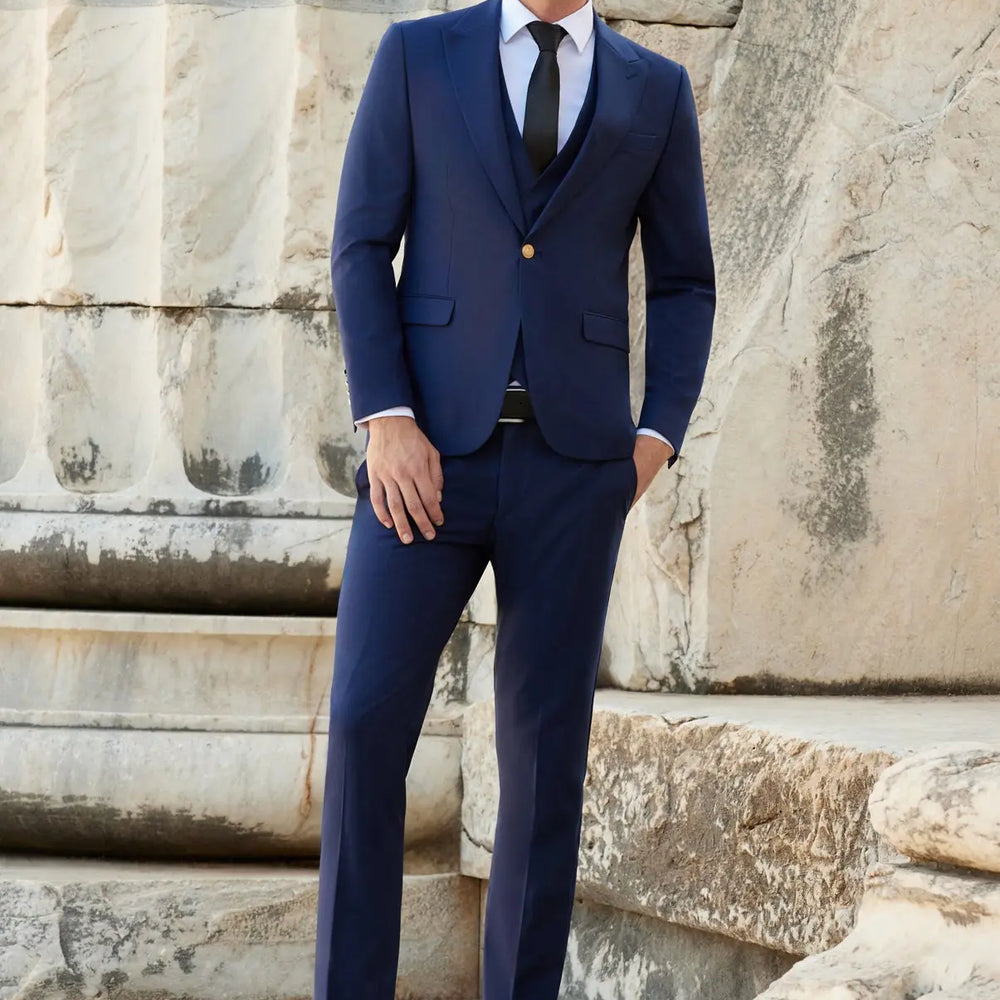 Navynobility Slim Fit Navy Blue Men's Three Piece Suit Novo Suit