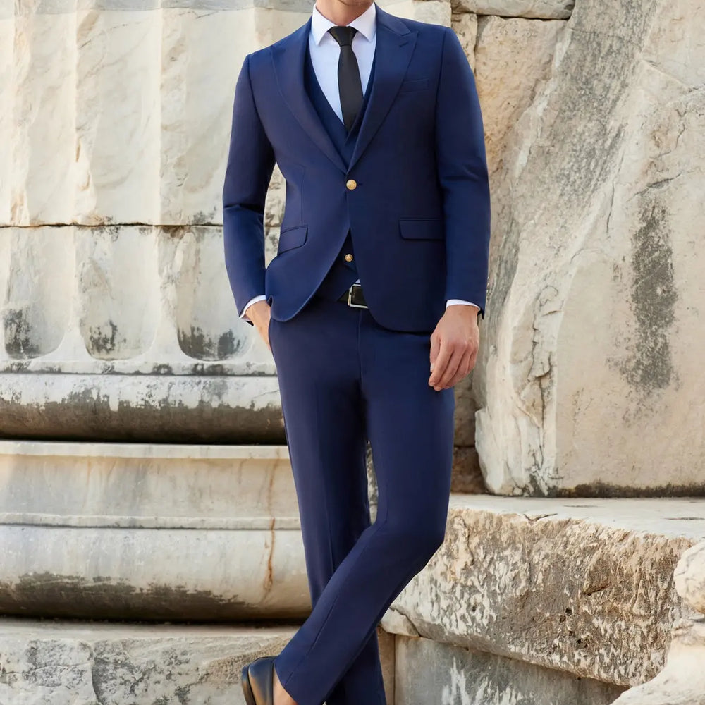 Navynobility Slim Fit Navy Blue Men's Three Piece Suit Novo Suit