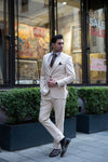 Broadway Slim Fit Cream Men's Three Piece Modern Suit