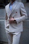 Ceremony Slim Fit Cream Double Breasted Men's Suit