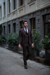 King's Road Slim Fit Brown Men's Three Piece Suit