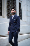 Napoli Slim Fit Navy Blue Double Breasted Suit Gold Buttons