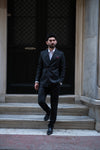 Noir Elegance Slim Fit Black Double Breasted Striped Suit