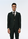 Central Park Slim Fit Green Men's Three Piece Suit Gold Buttons