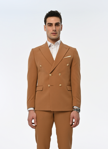  Golden Sands Slim Fit Brown Double Breasted Men's Suit