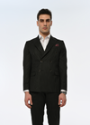 Noir Elegance Slim Fit Black Double Breasted Striped Suit