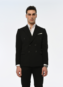  Blacksea Slim Fit Black Men's Double Breasted Modern Suit