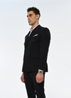 Venice Slim Fit Men's Double Breasted Black Suit With Wide Lapel